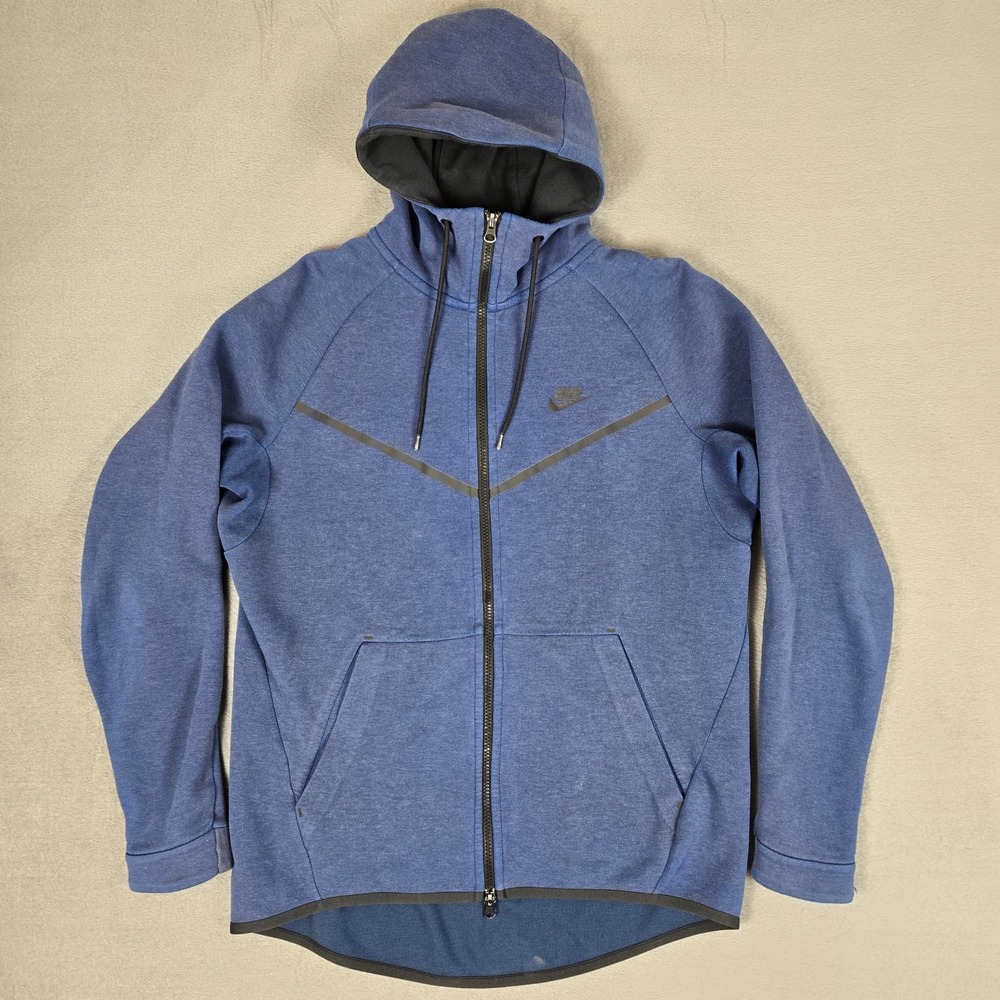Nike Tech Fleece Windrunner Hoodie Mens Large Jacket Obsidian Blue 805144-451